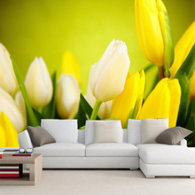 Papel tapiz 3D de tulipanes amarillos, flores hermosas, murales de Papel tapiz para sala de Estar, comedor, decoración de pared Simple moderna, pintura de Papel Mural 2024 - compra barato