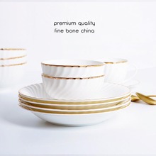 Bone China Plate Bowl Cup And Sauce Food Pot Set Golden Edge Dinnerware Gift Spirle Snack Dish High-Class Household Dinner Tools 2024 - buy cheap