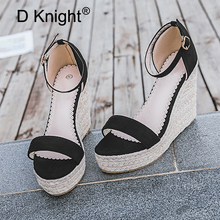 Large Size 32-44 Ladies Platform Sandals Summer Leather White High Heels Women Shoes Buckle Strap Chaussures Femme Wedges Shoes 2024 - buy cheap