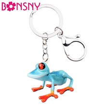 Bonsny Statement Acrylic Blue Frog Key Chains Keychains Holder Animal Jewelry For Women Girls Teens Bag Car Purse Charms Pendant 2024 - buy cheap