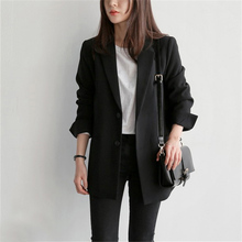 Single Breasted Black Casual Blazer Notched Collar Women Jacket Full Sleeve Fashion Outerwear Female Blaser 2024 - buy cheap