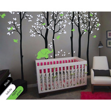 New Tree Wall Decals Size 235X353CM Birch trees with elephant and birds Nursery decor for your baby's room 2024 - buy cheap