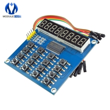 Tm1638 mostrador digital de led 8-bit, placa de tubo digital com 3 fios e 16 teclas, 8 bits, teclado digitalizador e chave, módulo led para arduino 2024 - compre barato