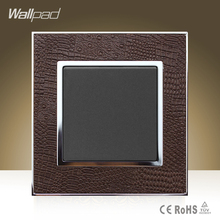 Wallpad-interruptor de luz de botón de lujo profesional, 10A-16A, 1 Banda, cuero marrón, cabras, CA 110-250V, Envío Gratis 2024 - compra barato