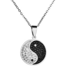 Colgante de acero inoxidable con símbolo Yin Yang para hombre y mujer, collar de cristal con diamantes de imitación, amuleto chino pulido alto 2024 - compra barato
