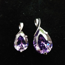 Colgante de cristal violeta de gran calidad para Collar de plata 925, Colgante de Piedra de Zirconia cúbica para mujer, accesorios de joyería S925 2024 - compra barato