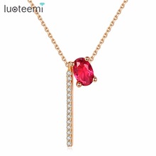 LUOTEEMI Necklace Copper CZ Red Stone Drilled Chain Tassel Vintage Gorgeous Multicolor Bright-color Bijoux Femme Gift For Women 2024 - buy cheap