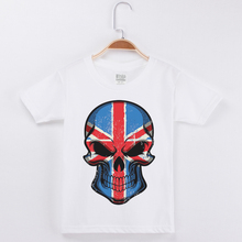 Camisetas divertidas para niños, ropa con estampado de Calavera, Camiseta de algodón de manga corta básica, blanca, nueva 2024 - compra barato