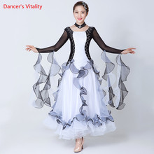Novos vestidos de baile para dança o valsa, vestidos femininos para competição de dança de salão de manga comprida 2024 - compre barato