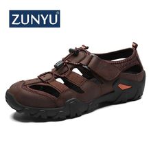 ZUNYU Casual Soft Sandals Genuine Leather Men Shoes Summer New Large Size 38-48 Man Sandals Fashion Men Sandals Sandals Slippers 2024 - buy cheap
