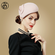 Sombrero de lana de estilo Vintage para mujer, tocado de estilo Vintage, con pasador de fieltro, color rosa y negro, ideal para bodas 2024 - compra barato