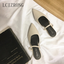 Women Sandals PU leather Pointed Toe  Female Shoes Summer 2019 New Fashion  Comfortable Flat  Elastic Band shoes Ladies 2024 - buy cheap