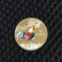 5Pcs  2017 Zodiac Rooster animal coin 1 OZ 24K reaal gold plated animal badge 40 mm Elizabeth Niue souvenir coin 2024 - buy cheap