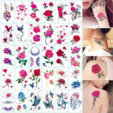 Татуировки Временные для боди-арта 30 листов, наклейки с цветами, бабочками, цветочными оленями, буквами, искусственные татуировки на спину д... 2024 - купить недорого