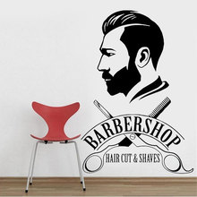 Barbershop Wall Sticker Barber Shop Window Decal Barber's Logo Wall Mural Hair Salon Decor Removable Vinyl Hair Cut Decal MF36 2024 - buy cheap