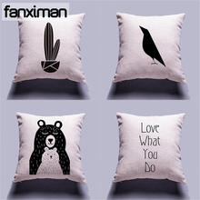 Nordic Modern Letter Print Cushion Cover Cartoon Bear Pillowcase Sofa Chair Car Seat Cushions Covers 45*45 CM Home Decor Pillows 2024 - buy cheap