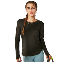 Women's Workout Yoga Long Sleeve T-Shirts With Thumb Holes Polyester Quick-dry Athletic Running Shirts Slim Fitness Sport Top 2024 - buy cheap