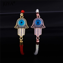 6 Colors Rope Bracelets Bangle Unisex Best Friend Lover Jewelry Copper Zircon Turkish Blue Evil Eye Hamsa Hand Bracelet pulseras 2024 - buy cheap