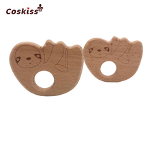 Baby Sloth teether Handmade Beech Wooden Lazy teether Baby Teething Toys DIY Crafts Pendant Chewable Pacifier Chain Accessories 2024 - buy cheap