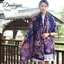 DANKEYISI Fashion Women's Scarf Women Warm Retro Ethnic Style Flower Pattern Tassels Long Shawl Pashmina Scarf For Women 2024 - buy cheap