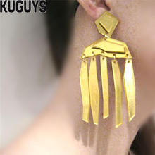 KUGUYS Trendy Jewelry Geometric Large Earrings for Women Strip Acrylic Mirror Gold and Silver Color Hyperbole Accessories 2024 - buy cheap