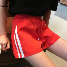 DANJEANER 2018 Summer Women Drawstring Sport Shorts Casual Wide Leg Shorts Female High Waist Loose Casual Street Shorts 2024 - buy cheap