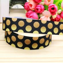 7/8'' Free shipping gold color polka dot printed grosgrain ribbon headwear hairbow diy party decoration wholesale OEM 22mm B1267 2024 - buy cheap
