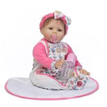 22 дюймовые силиконовые куклы для новорожденных, круглые, для лица, высокое качество, настоящая сенсорная белая кожа, кукла для девочек, куклы для новорожденных, для подарка 2024 - купить недорого