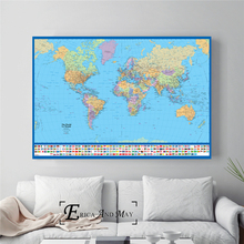 Pósteres e impresiones de mapa del mundo en HD de gran estilo, arte de pared, pintura en lienzo para decoración del hogar y sala de estar, sin marco 2024 - compra barato