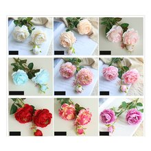 Искусственные цветы с искусственными цветами, шелковая пластиковая искусственные розы свадебный букет для дома сад вечерние свадебные украшения 2024 - купить недорого