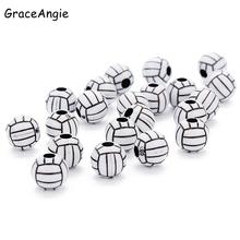 GraceAngie 50pcs 12*12mm Hole 4mm Acrylic White Volleyball Round Beads Charms Necklace Bracelet Handmade DIY Craft Accessory 2024 - buy cheap