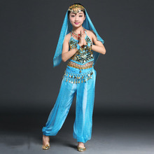 Indian Costumes For Kids Belly Dancing Costumes For Kids Belly Dance Wear 5-pieces Coins Hip Scarf Dancing Top 2024 - buy cheap