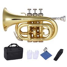Lade b bb instrumento de corte tom de latão, instrumento profissional de bolso trompete plano com boquilha luvas de pano estojo rígido de lubrificante 2024 - compre barato