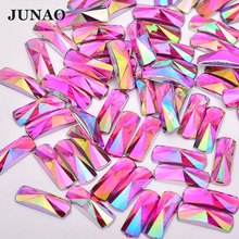 JUNAO 6*16mm Rose AB Crystal Rhinestone Flatback Acrylic Gems Rectangle Crystal Stones Non Sewing Strass Scrapbook Beads for DIY 2024 - buy cheap