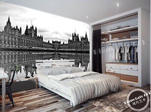 Пользовательские 3D фрески, черный и белый большой замок архитектурный papel де parede, гостиная диван ТВ настенная спальня настенная бумага 2024 - купить недорого