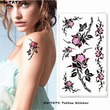 Nu-tatuy sexy estilo rosa roxa temporária arte corporal flash adesivo 17*10cm à prova d'água tatuagem de henna frete grátis 2024 - compre barato