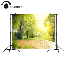 Allenjoy photography background spring tree grass green wood floor sunshine professional backdrop photo studio printed 2024 - buy cheap