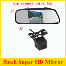 New Promotion 2 in1 Universal car backup reverse camera car rear view parking backup camera + 5 inch HD car monitor Mirror 2024 - buy cheap