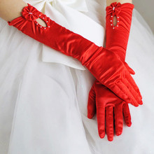 Lote de 5 unidades de guantes largos para dama de honor, color rojo, para baile, boda, venta al por mayor 2024 - compra barato