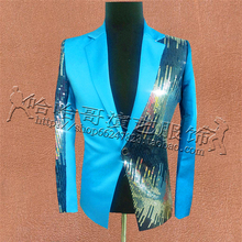 2020 nova moda masculina casual magro blazers primavera nova coreano gradiente multicolorido lantejoulas bar terno masculino cantor fase jaquetas 2024 - compre barato