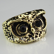 Retro 12pcs Antique Gold P Rhinestones Vintage Owl Rings For Womens Mens Wholesale Jewelry Lots Free Shipping A905 2024 - buy cheap