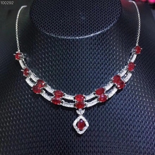 Fashion Row Water drop natural red ruby gem necklace natural gemstone pendant necklace S925 silver girl gift weddings jewelery 2024 - buy cheap