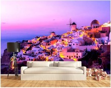 WDBH Custom photo 3d wallpaper Santorini Aegean Greek architecture night view home decor living room wallpaper for walls 3d 2024 - buy cheap