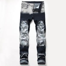 2020 New Fashion Mens Casual Jeans Pants Slim Straight Stretch Pacthwork Denim Trousers Brand Washed Jeans Hombre Plus Size 42 2024 - buy cheap