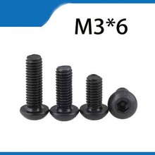 Free Shipping 100pcs M3x6 mm M3*6 mm yuan cup Half round pan head black grade 10.9 carbon Steel Hex Socket Head Cap Screw 2024 - buy cheap