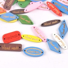 50Pcs Mixed Shape Colorful Tags Wood Crafts DIY Scrapbookings Wooden Button "Hand Made" Clothes Sewing Accessories m1868 2024 - buy cheap