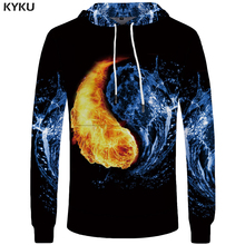 KYKU Yin Yang Sudadera con capucha de agua para hombre Punk Rock ropa llama gótico 3d impreso sudaderas divertidas negro ropa Casual para hombre nuevo 2024 - compra barato