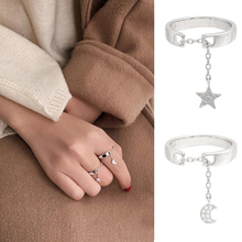 Jisensp милые открытые кольца с Луной для женщин, подарок, крошечная звезда, кольцо, ювелирные изделия, свадебные украшения, женские кольца на палец, бижутерия с кристаллами 2024 - купить недорого