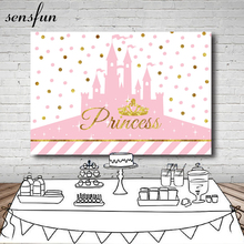 Sensfun Gold Glitter Crown Princess Pink Castle Backdrop Dots Girls Birthday Party Baby Shower Photography Backgrounds Vinyl 2024 - buy cheap