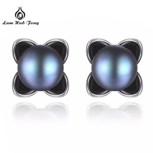 High Quality Natural Freshwater Black Pearl Earrings For Women Cute Style Flowers Stud Earrings 925 Sterling Silver Fine Jewelry 2024 - buy cheap